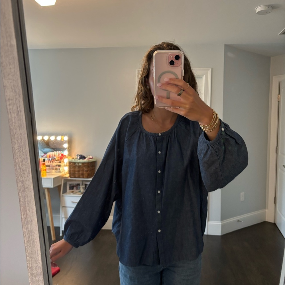 Outerknown Denim Blue Button-Up Shirt